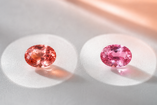 Lab-grown Padparadscha and pink sapphires compared in a luxury color study