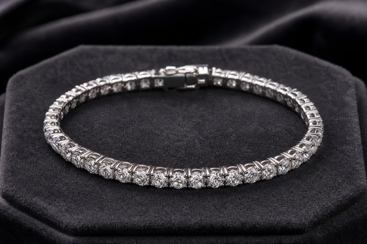 Moissanite tennis jewelry editorial photograph
