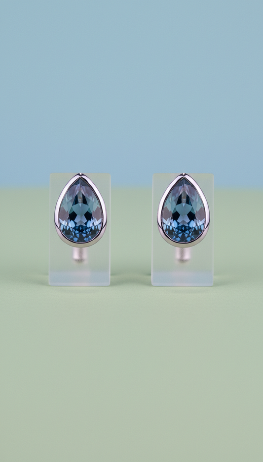 Pear-Shaped Lab Sapphire Stud Earrings