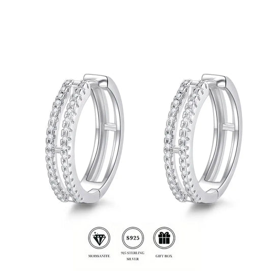 Fully Inlaid Moissanite Earrings GRA Certified Platinum Plated S925 Silver Unisex European Style Wholesale