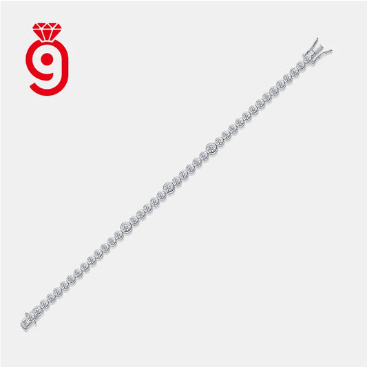 Moissanite Jewelry 3.0mm & 4.0mm Bezel Set Tennis Bracelet 925 Sterling Silver Unisex Daily Wear Wedding Anniversary Bracelet