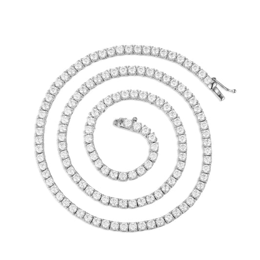 Factory Direct Sale 18K White Gold Plated Hip Hop Jewelry S925 Silver VVS1 D Color Moissanite Tennis Necklace