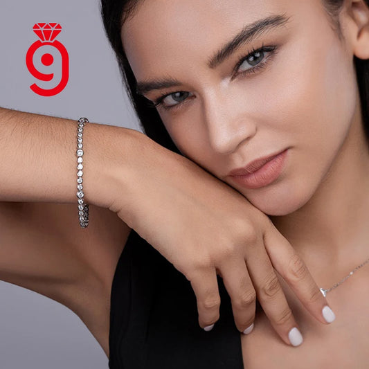 Moissanite Jewelry 3.0mm & 4.0mm Bezel Set Tennis Bracelet 925 Sterling Silver Unisex Daily Wear Wedding Anniversary Bracelet