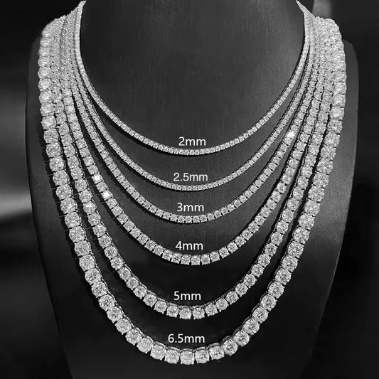 Factory Direct Sale 18K White Gold Plated Hip Hop Jewelry S925 Silver VVS1 D Color Moissanite Tennis Necklace
