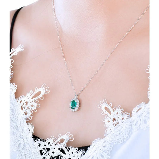 Daxin Jewelry S925 Silver Emerald O-shaped Chain Dawn Shape 2021 New Arrival for Cross-Border Elegant Graceful Necklace
