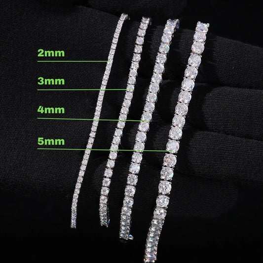 Luxury VVS D Icy Moissanite Tennis Bracelet 925 Sterling Silver Platinum Plated GRA Certificate 2mm 3mm 4mm 5mm TOP Moissanite