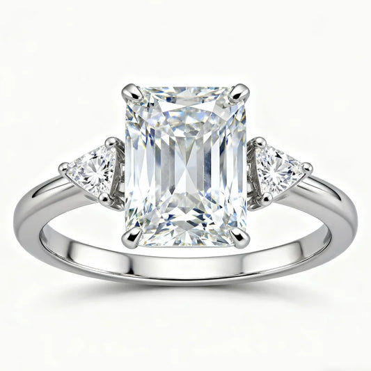SGARIT 3CT Emerald Cut Moissanite Rings for Women Solid 18K 14K 10K Yellow Gold Engagement Ring for Wedding Custom Gifts