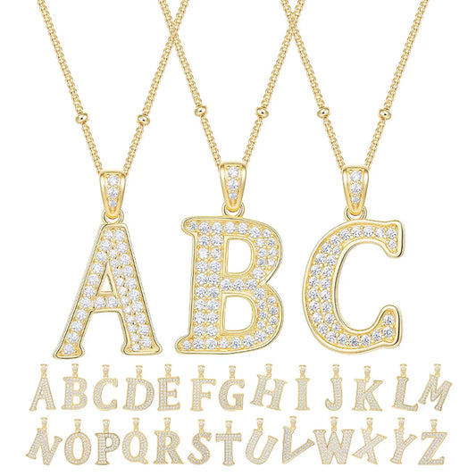 Hip Hop Stylish Letter Pendant Necklace, S925 Sterling Silver Inlaid Moissanite, Factory Wholesale Bulk