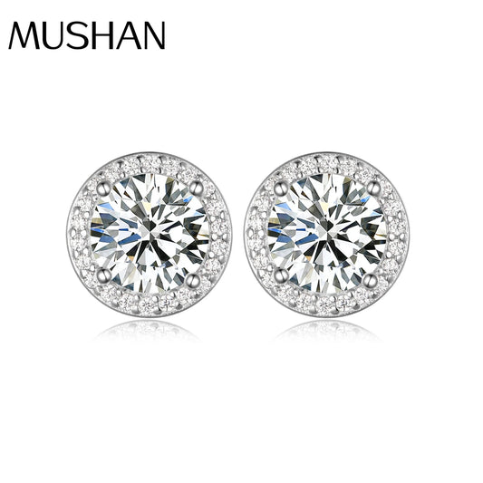 MuShan Jewelry Factory S925 Silver Rock Sugar Moissanite Stud Earrings A Light Luxury And Simple Style For Women