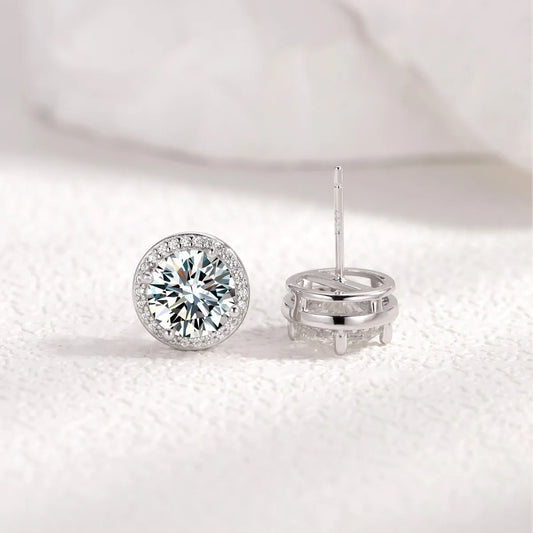 MuShan Jewelry Factory S925 Silver Rock Sugar Moissanite Stud Earrings A Light Luxury And Simple Style For Women