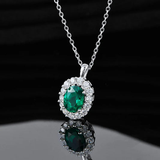 Daxin Jewelry S925 Silver Emerald O-shaped Chain Dawn Shape 2021 New Arrival for Cross-Border Elegant Graceful Necklace
