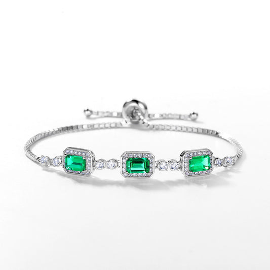 Lab Emerald Bracelet in S925 Sterling Silver