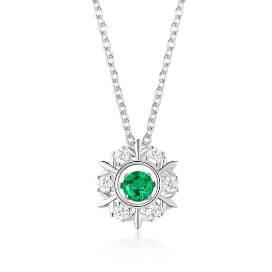Lab Grown Emerald Sunburst Pendant Necklace S925 Silver