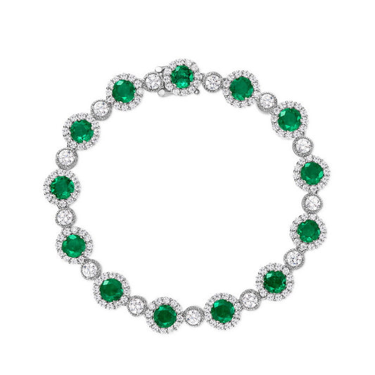 Lab Grown Emerald Flower Bracelet S925 Silver Rose Gold Women