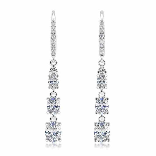 Moissanite Graduated Drop Earrings S925 Silver Women