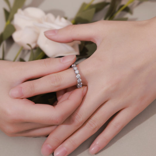 Round Moissanite Eternity Ring in S925 Sterling Silver