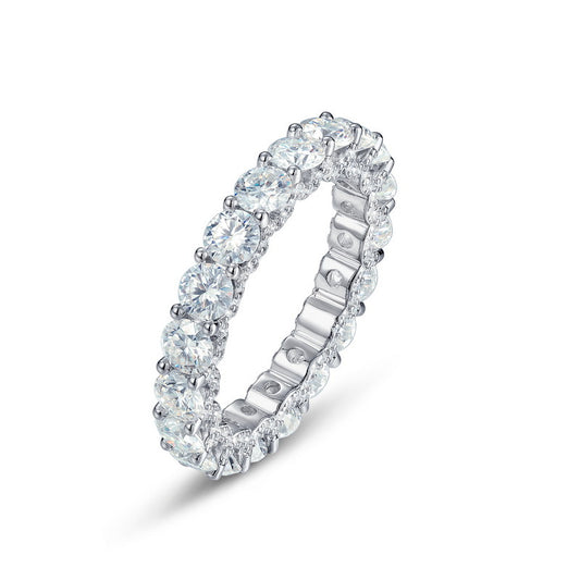 Round Moissanite Eternity Ring in S925 Sterling Silver