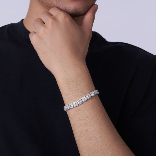 Square Cut Moissanite Bracelet in 925 Sterling Silver