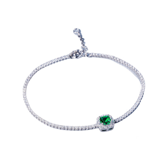 Lab Emerald Tennis Bracelet in S925 Sterling Silver