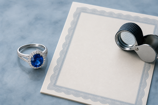 Lab-grown sapphire ring with gem certificate