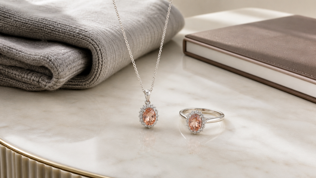 Padparadscha sapphire necklace and ring for everyday wear