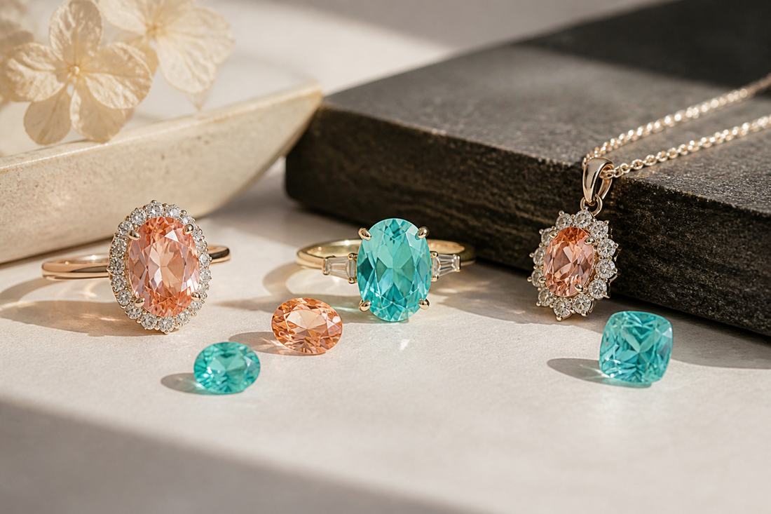 Padparadscha and Paraiba-Color Lab-Grown Gemstones: Price, Color and Disclosure editorial jewelry buying guide