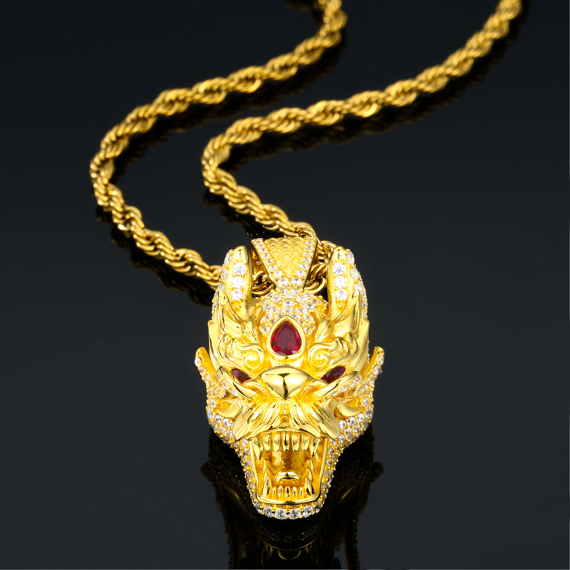 Dragon Head Moissanite Pendant in 925 Sterling Silver product view