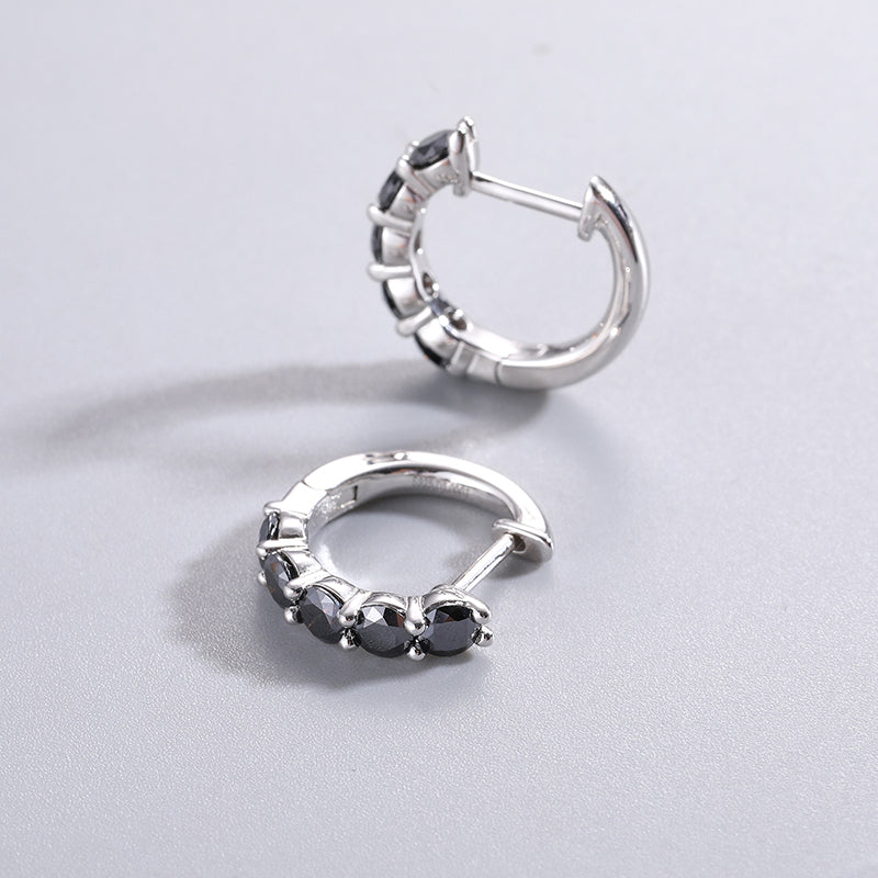 Black moissanite hoop earrings
