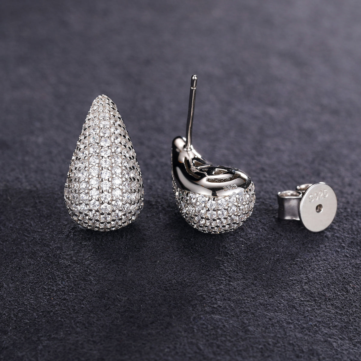 Teardrop Moissanite Stud Earrings in 925 Sterling Silver product view