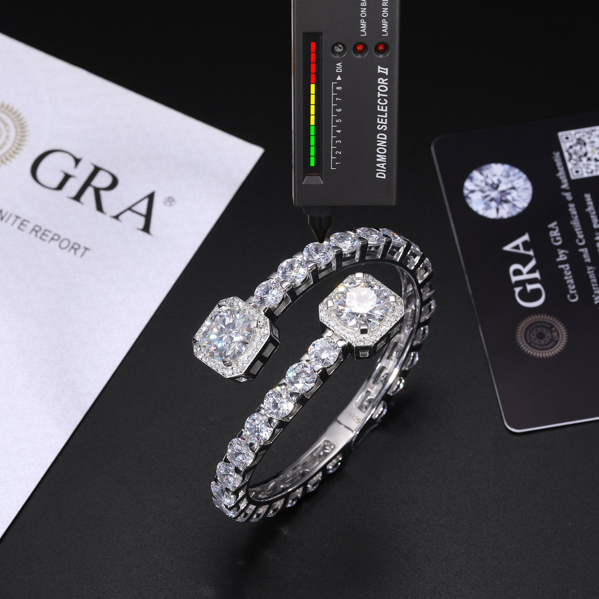 Open cuff moissanite tennis bracelet