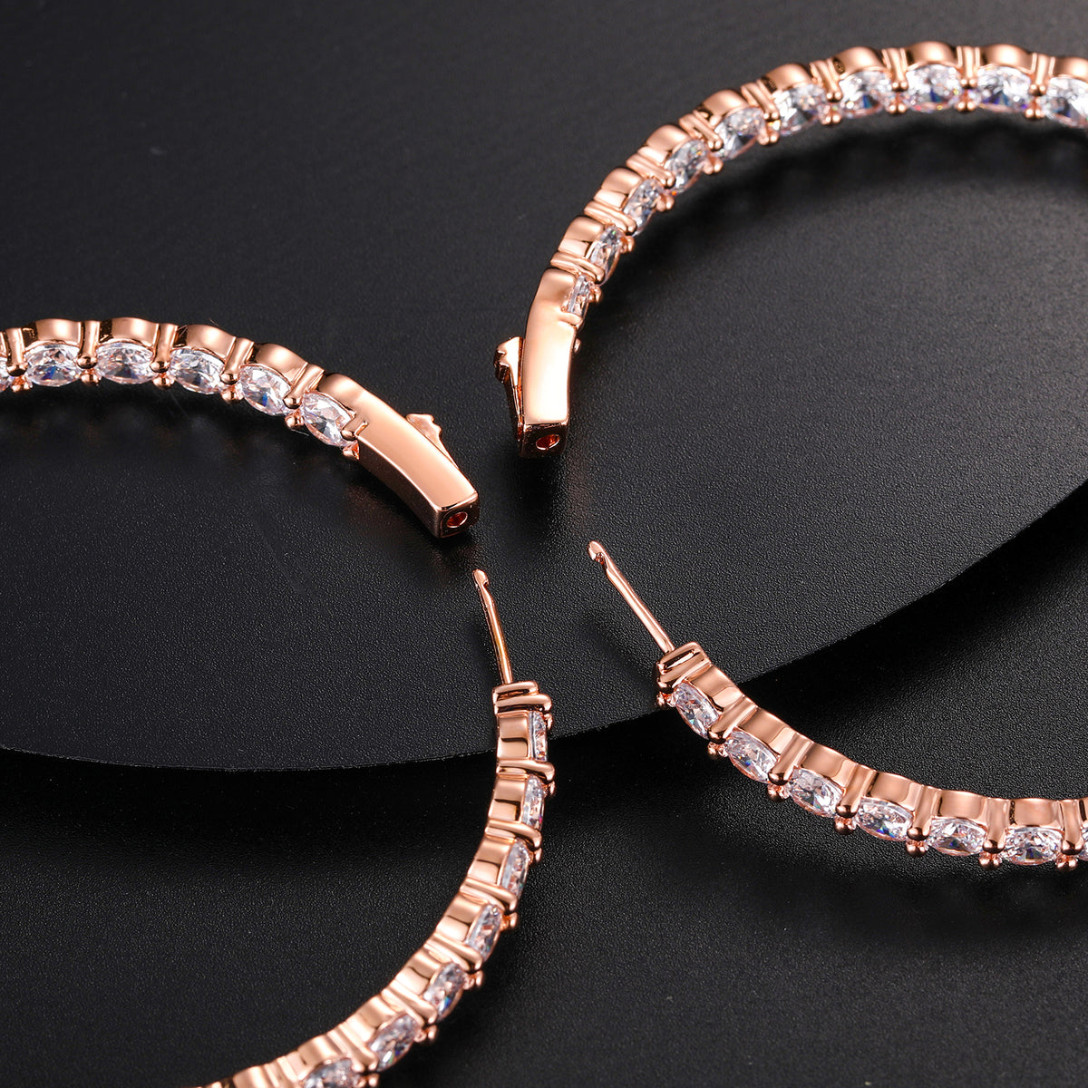 Large moissanite tennis hoop earring clasp