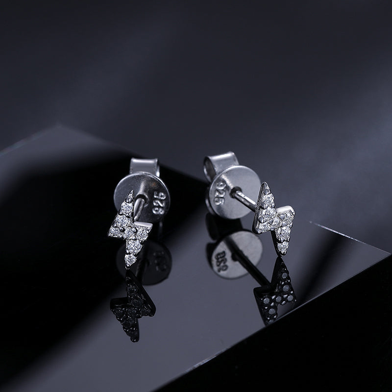 Lightning Bolt Moissanite Stud Earrings in 925 Sterling Silver product view