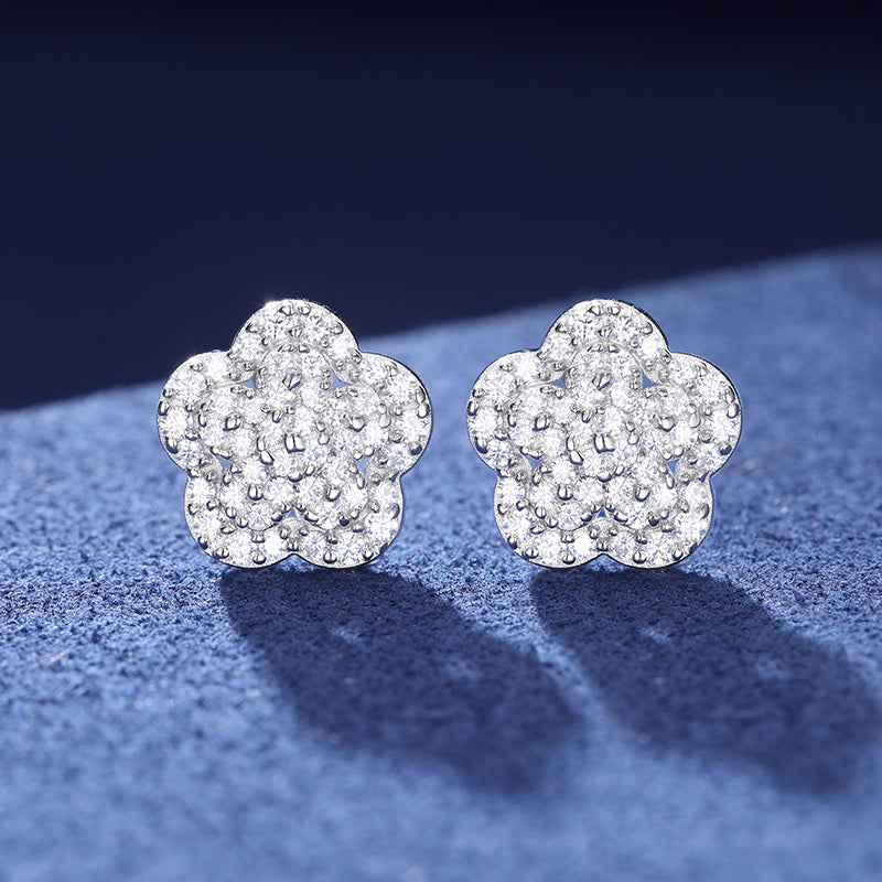 Floral cluster moissanite stud earrings