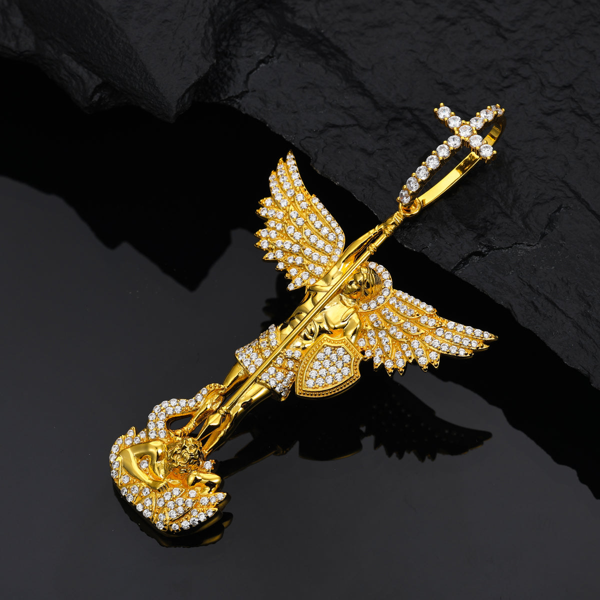 Angel Cross Moissanite Pendant in 925 Sterling Silver product view