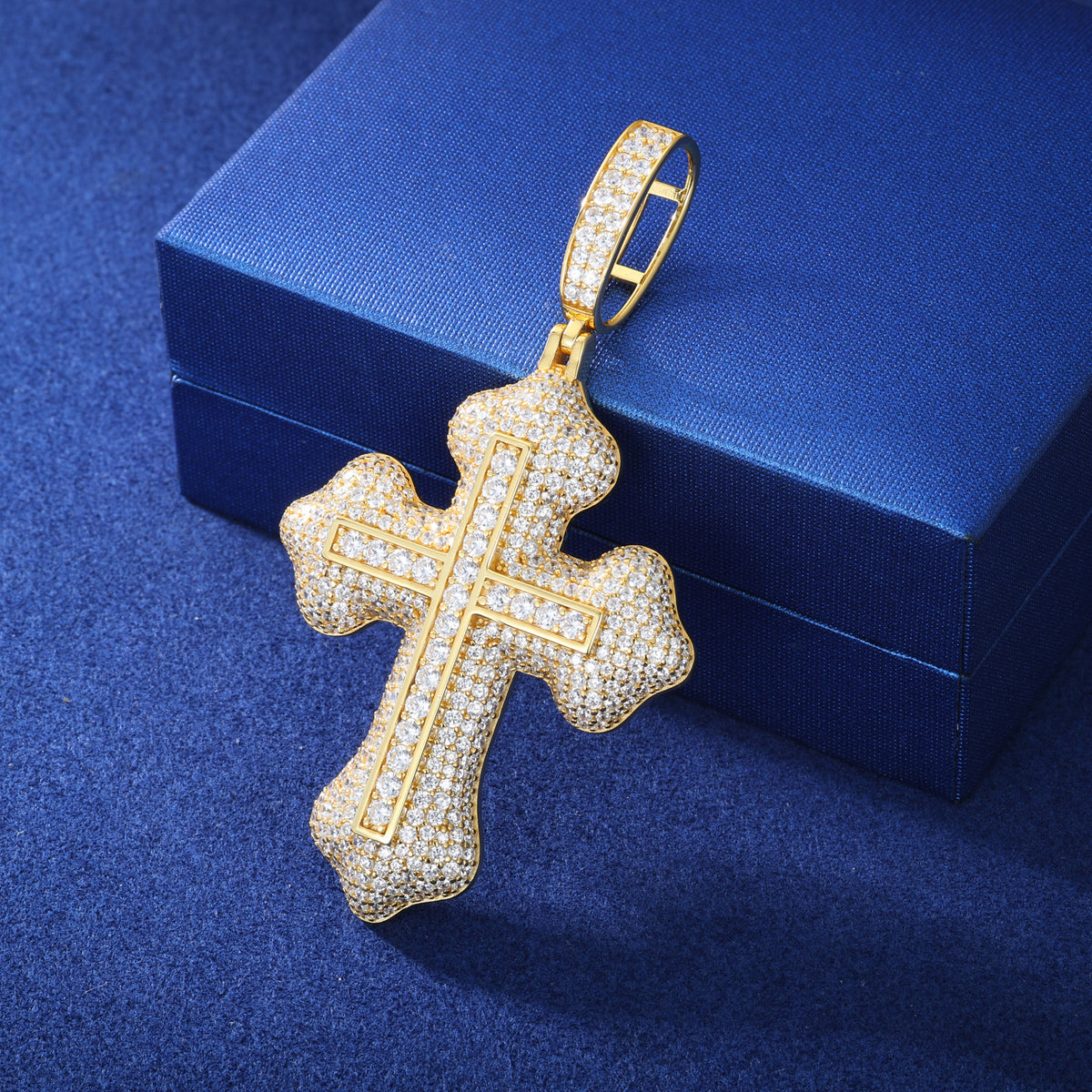 Double-Layer Cross Moissanite Pendant in 925 Sterling Silver product view