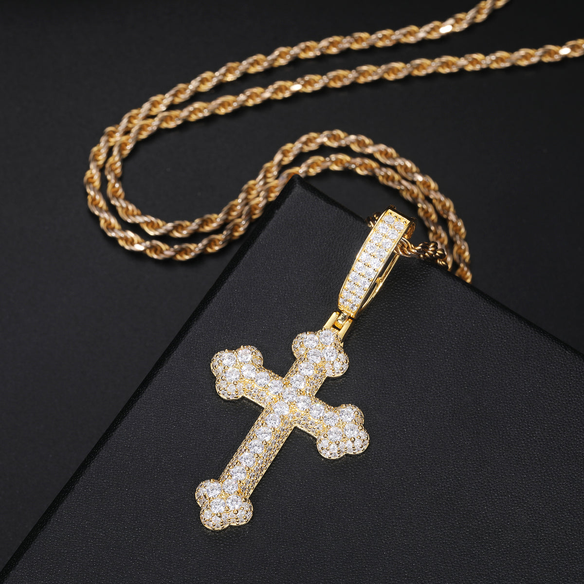 Iris Cross Moissanite Pendant in 925 Sterling Silver product view