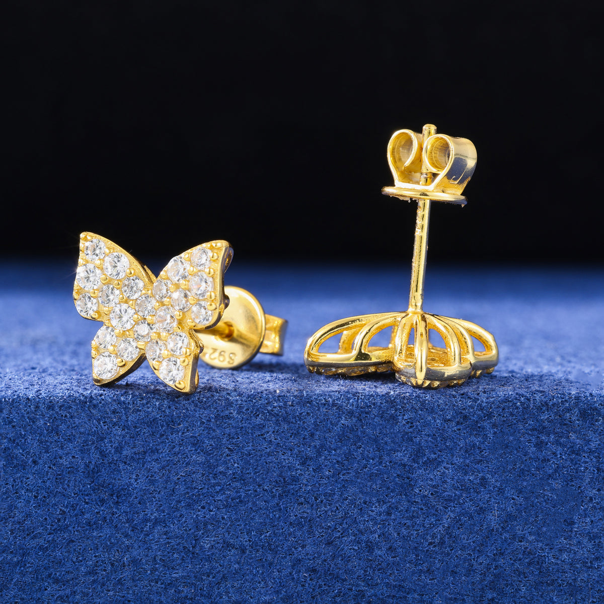 Butterfly Moissanite Stud Earrings in 925 Sterling Silver product view