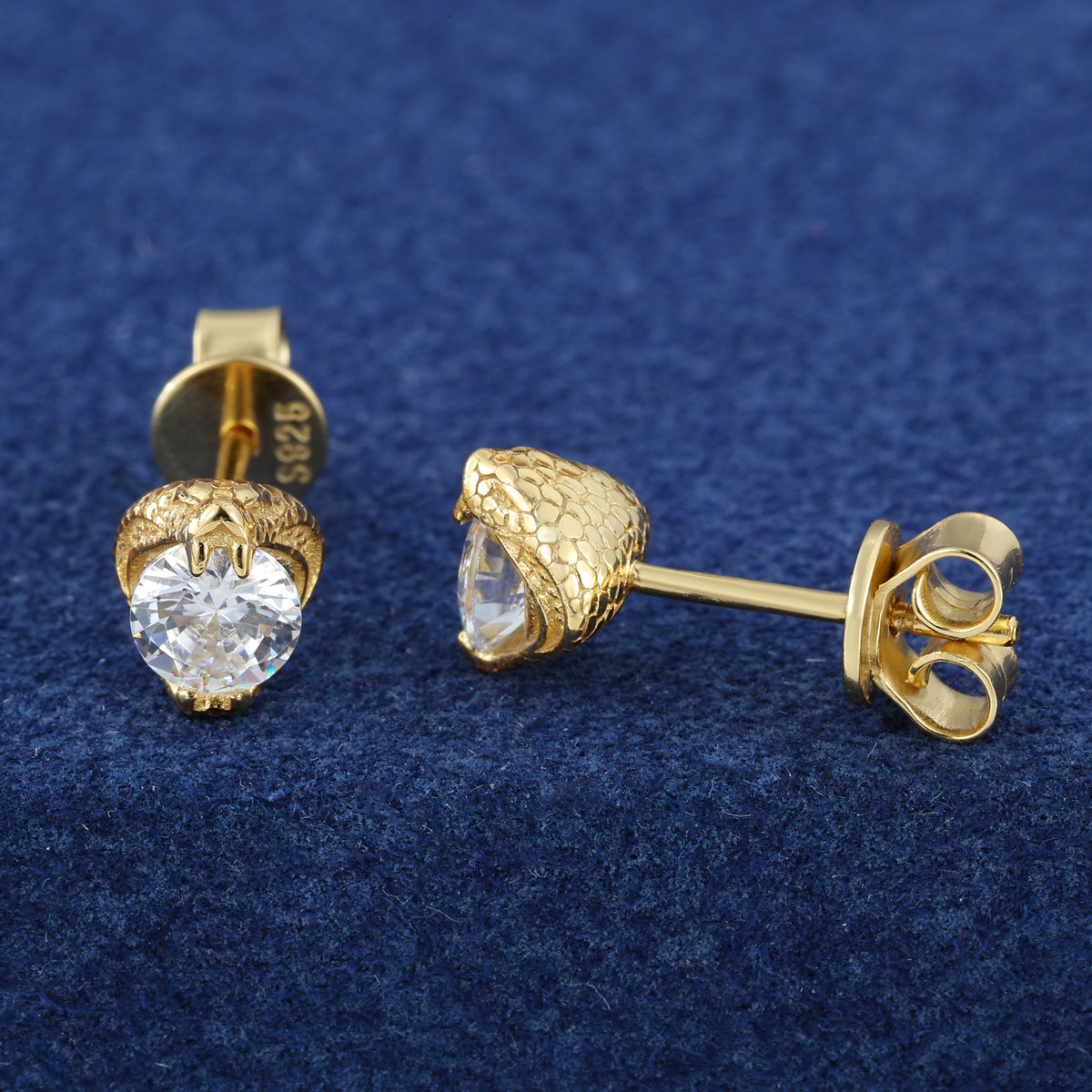 Cobra Solitaire Moissanite Stud Earrings in 925 Sterling Silver product view