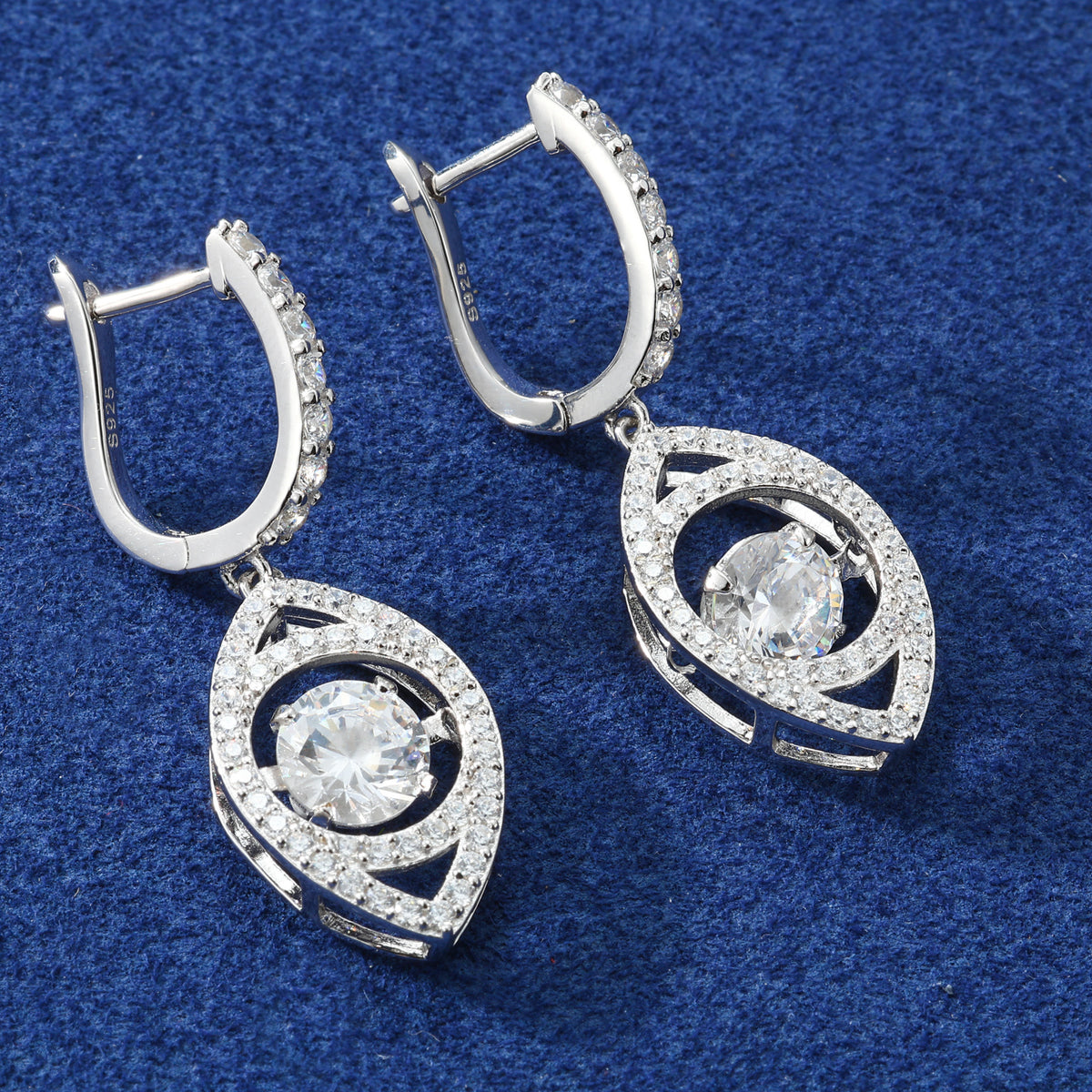Eye Drop Moissanite Earrings in 925 Sterling Silver product view
