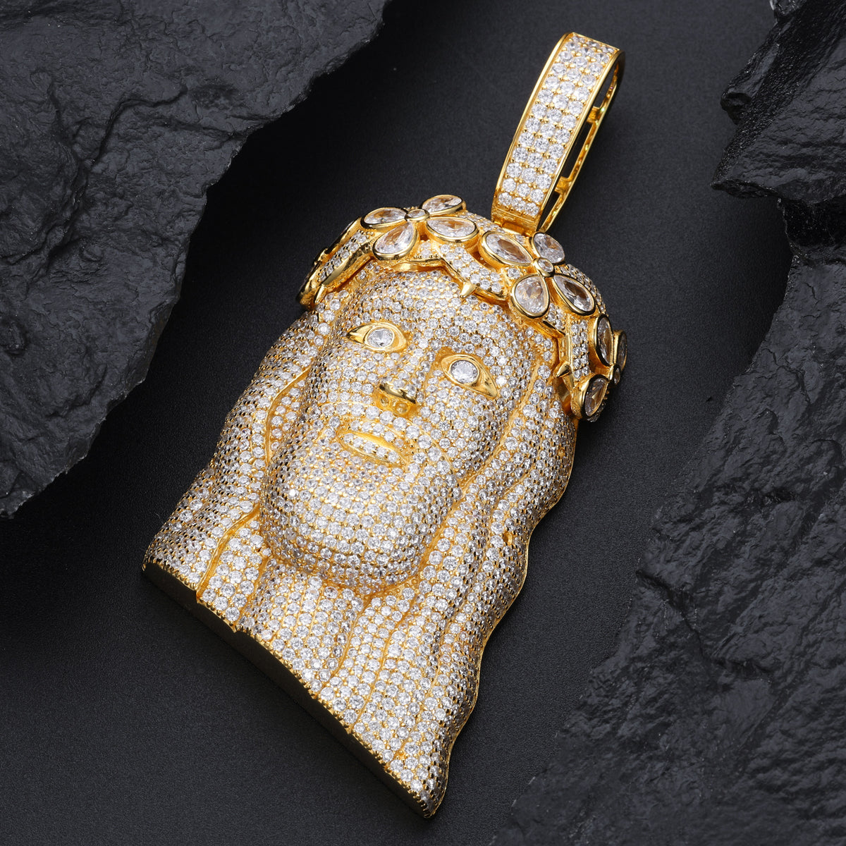 Christ Head Moissanite Pendant in 925 Sterling Silver product view