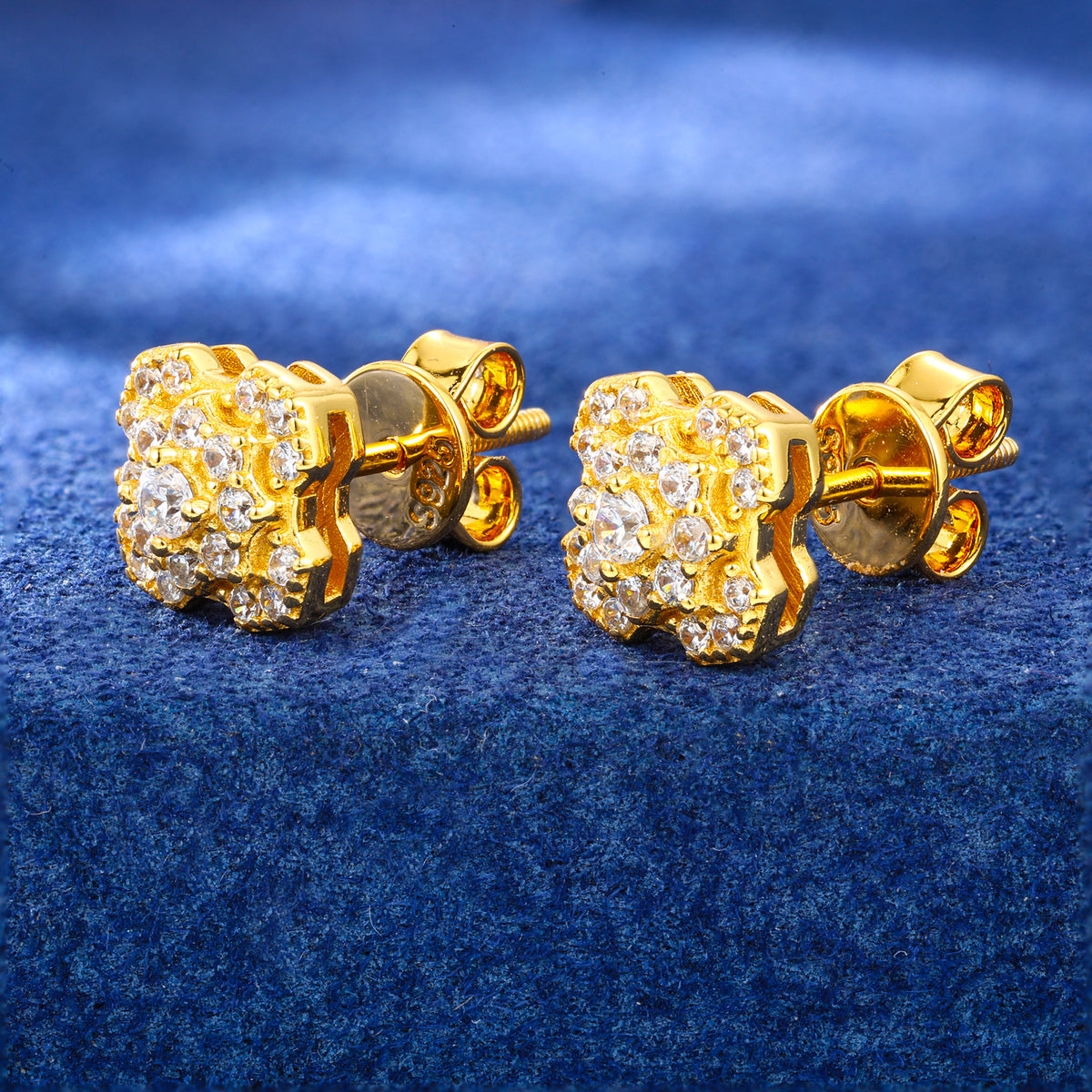 Geometric Cluster Moissanite Stud Earrings in 925 Sterling Silver product view