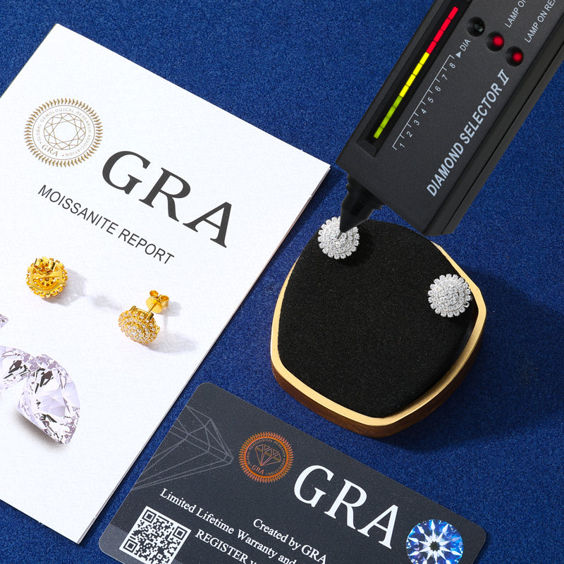 Bloom Halo Moissanite Stud Earrings in 925 Sterling Silver detail view