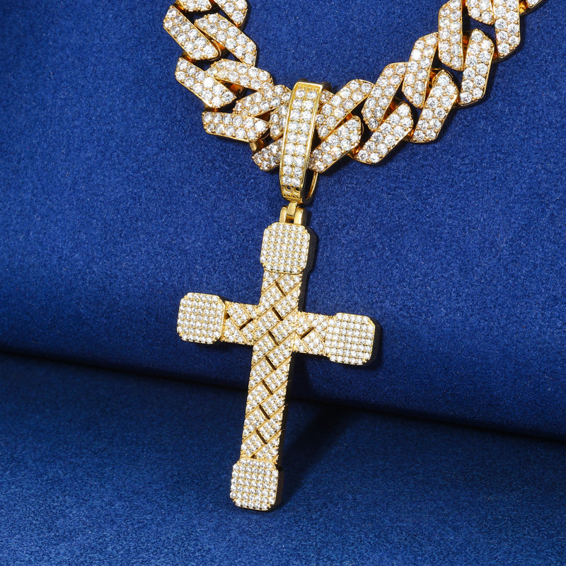 Cuban Cross Moissanite Pendant in 925 Sterling Silver product view