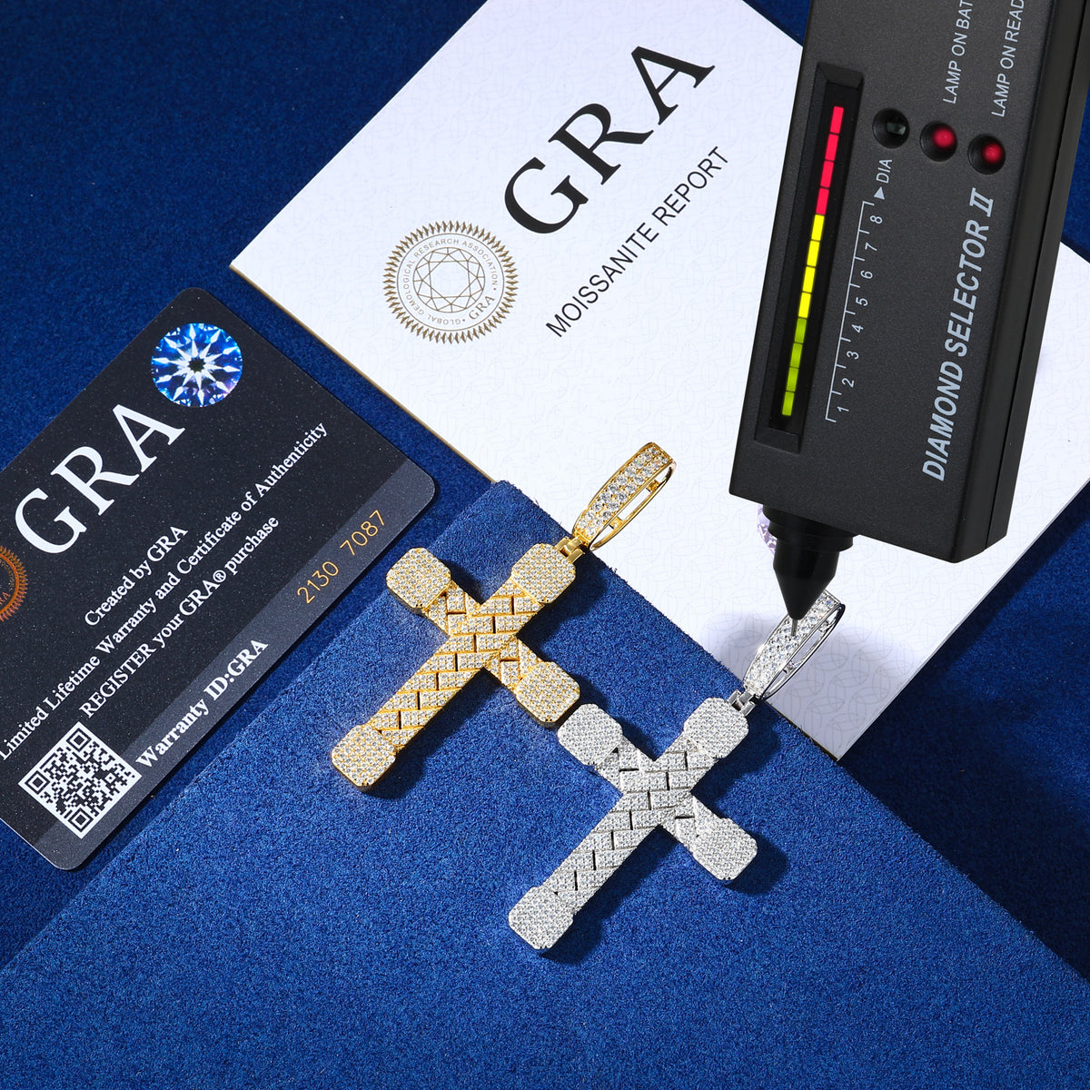 Cuban Cross Moissanite Pendant in 925 Sterling Silver detail view