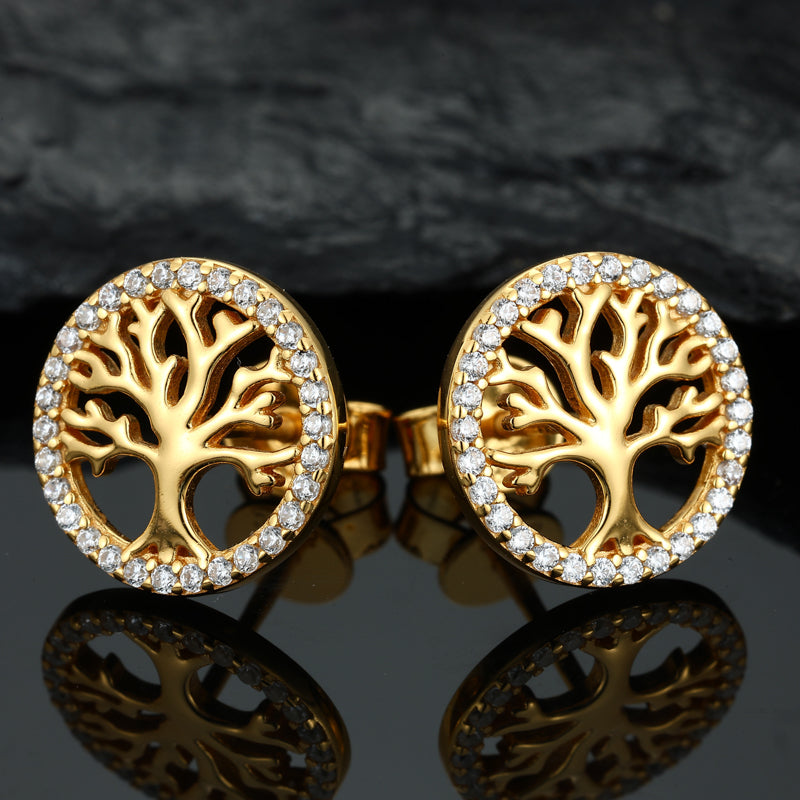 Tree of Life Moissanite Stud Earrings in 925 Sterling Silver product view