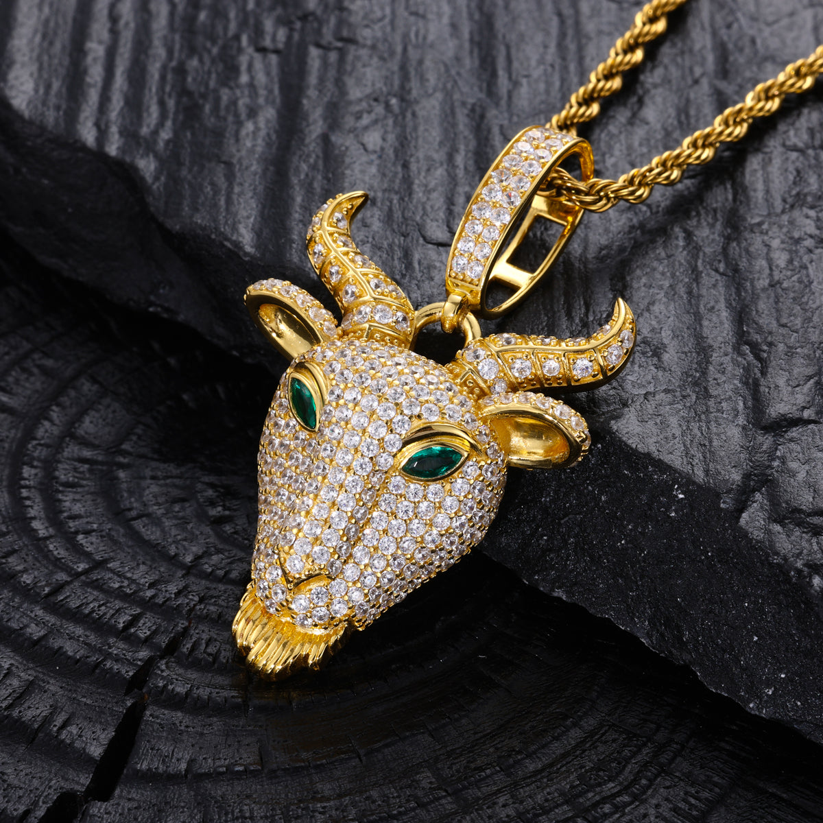 Goat Head Moissanite Pendant in 925 Sterling Silver product view