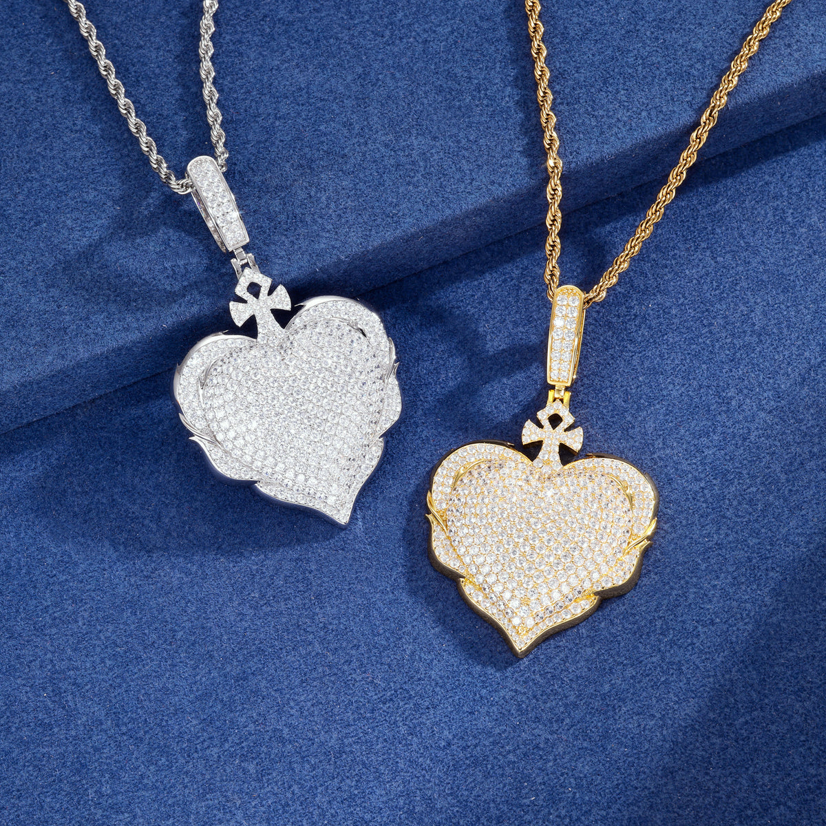 Heart ankh cross moissanite pendant