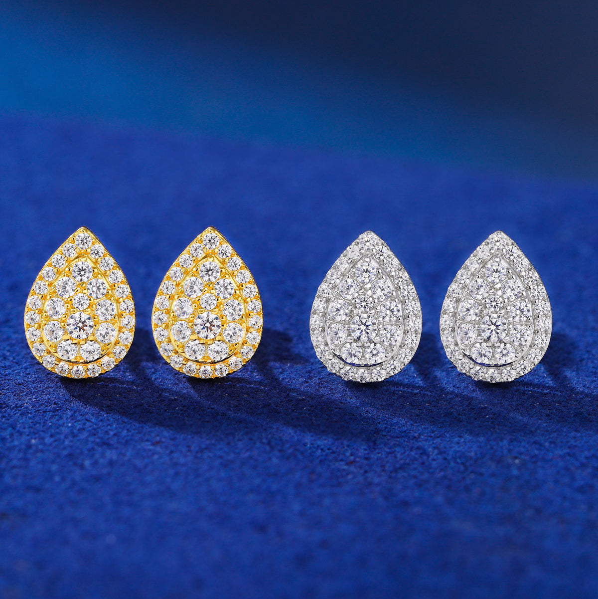Teardrop Cluster Moissanite Stud Earrings in 925 Sterling Silver product view