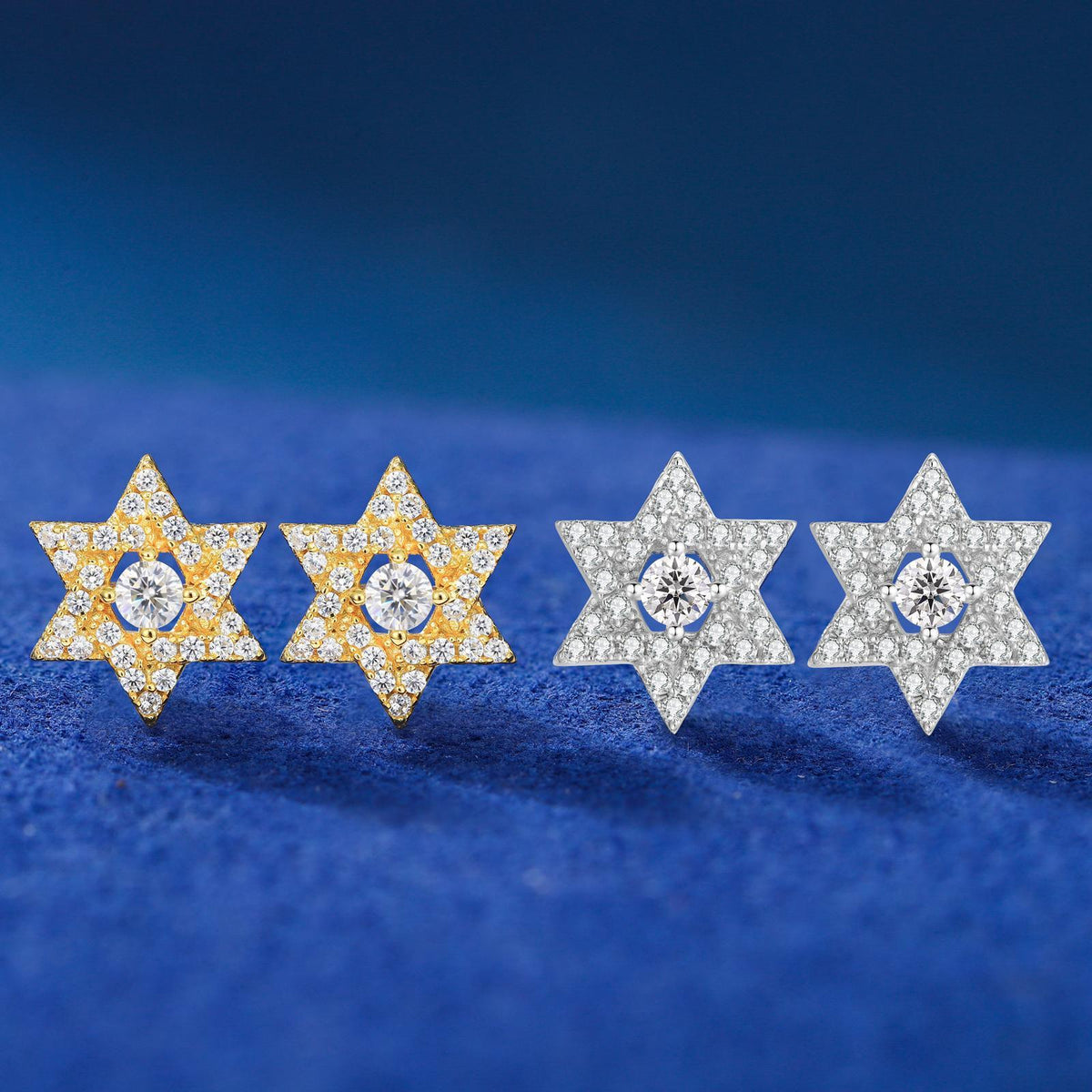 Star of David Moissanite Stud Earrings in 925 Sterling Silver product view