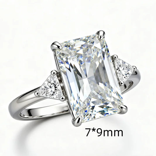 SGARIT 3CT Emerald Cut Moissanite Rings for Women Solid 18K 14K 10K Yellow Gold Engagement Ring for Wedding Custom Gifts